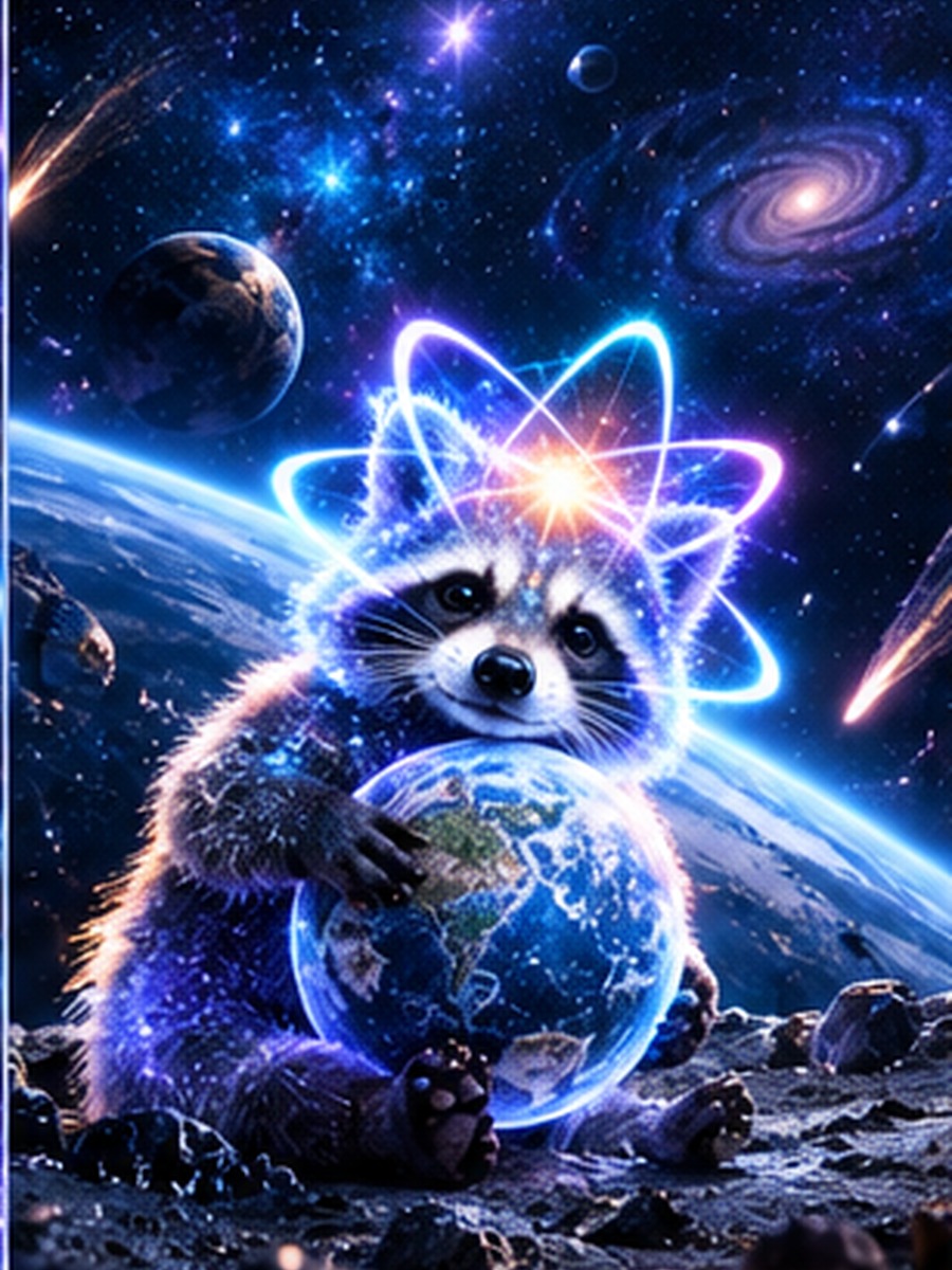 Quantum Pepper holding a glowing planet